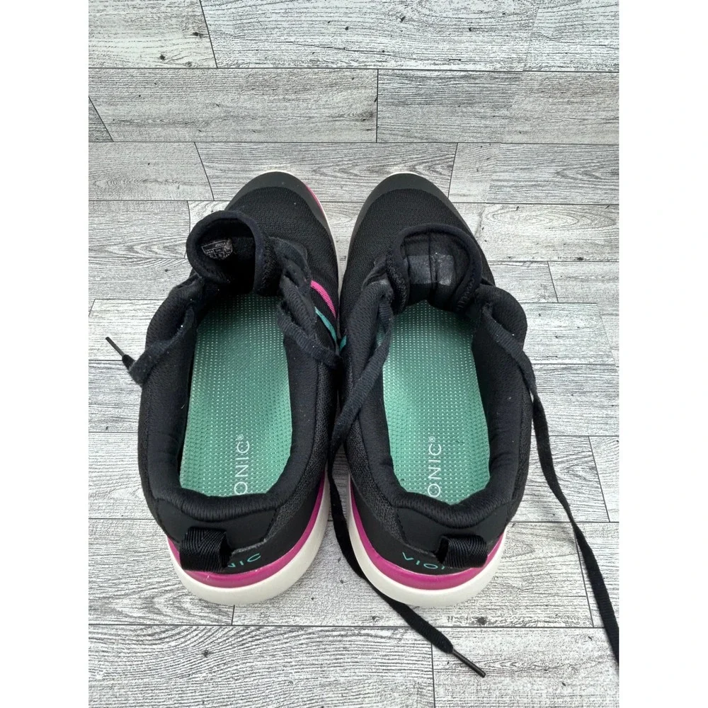 Vionic Jolisa Women Walking Shoes Black Pink Teal Mesh Lace Up Sneakers Size 12